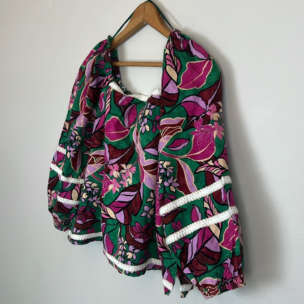 Cynthia Rowley 100% linen floral women’s top size medium - Picture 3 of 11